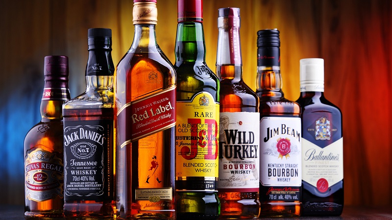 whiskey bottles